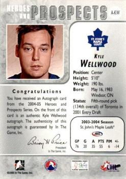 2004-05 In The Game Heroes and Prospects - Autographs #A-U-KW Kyle Wellwood Back