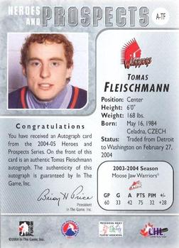 2004-05 In The Game Heroes and Prospects - Autographs #A-TF Tomas Fleischmann Back