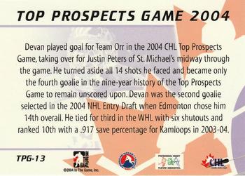 2004-05 In The Game Heroes and Prospects - Top Prospects Game 2004 #TPG-13 Devan Dubnyk Back