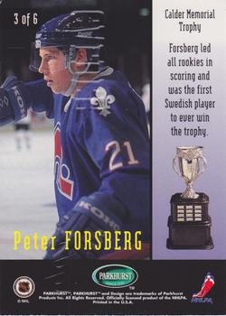 1995-96 Parkhurst International - Trophy Winners #3 Peter Forsberg Back