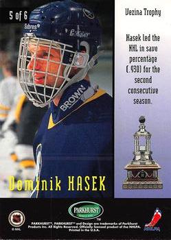 1995-96 Parkhurst International - Trophy Winners #5 Dominik Hasek Back