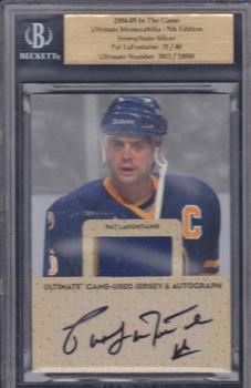 2004-05 In The Game Ultimate Memorabilia - Game-Used Jersey and Autograph #7 Pat LaFontaine Front