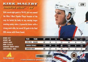 1995-96 Pinnacle #126 Kirk Maltby Back