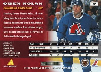 1995-96 Pinnacle #12 Owen Nolan Back