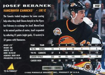 1995-96 Pinnacle #140 Josef Beranek Back