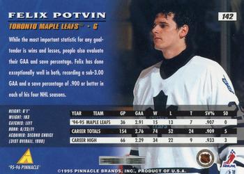 1995-96 Pinnacle #142 Felix Potvin Back