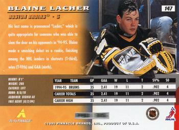 1995-96 Pinnacle #147 Blaine Lacher Back