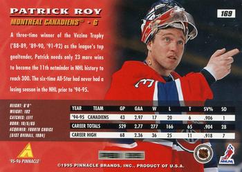 1995-96 Pinnacle #169 Patrick Roy Back