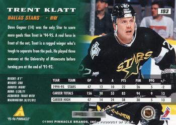 1995-96 Pinnacle #193 Trent Klatt Back