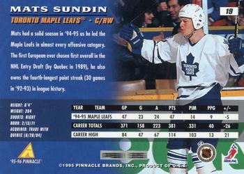 1995-96 Pinnacle #19 Mats Sundin Back