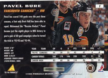 1995-96 Pinnacle #1 Pavel Bure Back