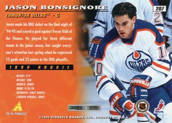 1995-96 Pinnacle #207 Jason Bonsignore Back