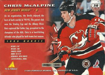 1995-96 Pinnacle #210 Chris McAlpine Back
