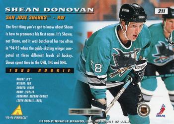 1995-96 Pinnacle #211 Shean Donovan Back