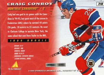 1995-96 Pinnacle #218 Craig Conroy Back