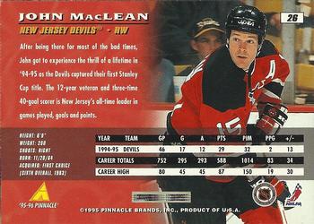 1995-96 Pinnacle #26 John MacLean Back