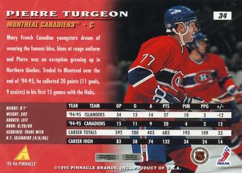 1995-96 Pinnacle #34 Pierre Turgeon Back