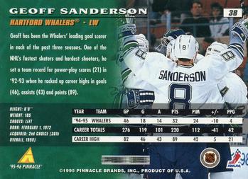 1995-96 Pinnacle #38 Geoff Sanderson Back