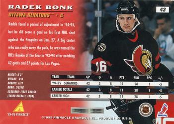 1995-96 Pinnacle #43 Radek Bonk Back