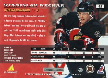 1995-96 Pinnacle #49 Stanislav Neckar Back
