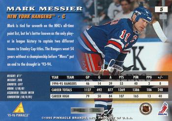 1995-96 Pinnacle #5 Mark Messier Back