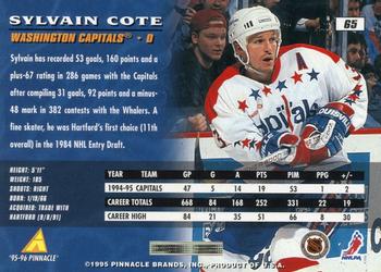 1995-96 Pinnacle #65 Sylvain Cote Back