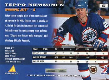 1995-96 Pinnacle #67 Teppo Numminen Back
