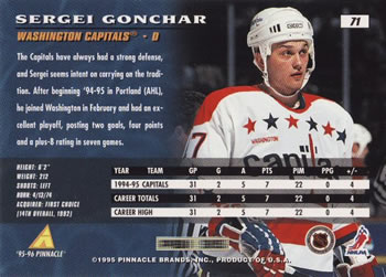 1995-96 Pinnacle #71 Sergei Gonchar Back