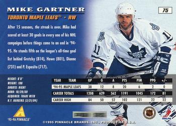 1995-96 Pinnacle #75 Mike Gartner Back