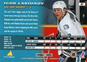1995-96 Pinnacle #81 Igor Larionov Back