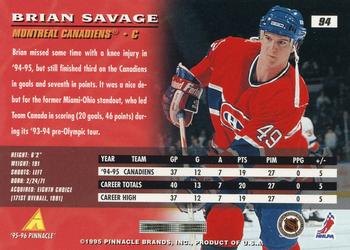 1995-96 Pinnacle #94 Brian Savage Back