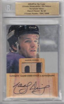 2004-05 In The Game Ultimate Memorabilia - Game-Used Stick and Autograph #10 Marcel Dionne Front