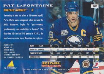 1995-96 Pinnacle - Rink Collection Artist's Proofs #54 Pat LaFontaine Back