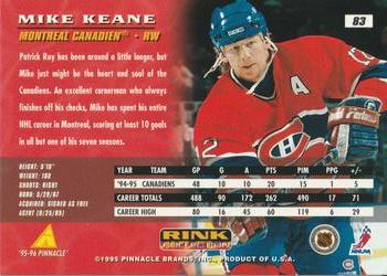 1995-96 Pinnacle - Rink Collection Artist's Proofs #83 Mike Keane Back