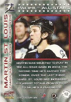 2004-05 Pacific - Pacific All-Stars #12 Martin St. Louis Back