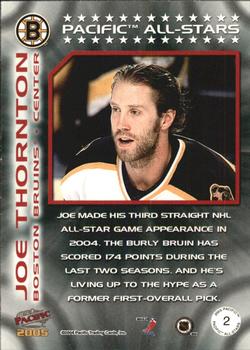 2004-05 Pacific - Pacific All-Stars #2 Joe Thornton Back