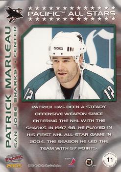 2004-05 Pacific - Pacific All-Stars #11 Patrick Marleau Back