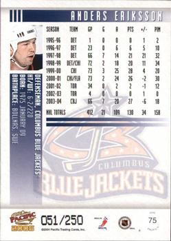 2004-05 Pacific - Blue #75 Anders Eriksson Back