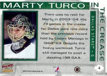 2004-05 Pacific - In the Crease #4 Marty Turco Back