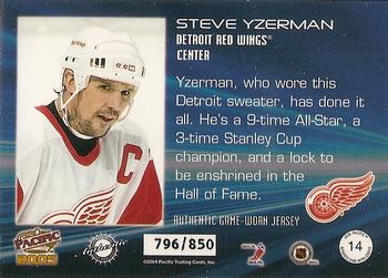 2004-05 Pacific - Jerseys #14 Steve Yzerman Back