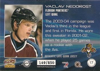2004-05 Pacific - Jerseys #17 Vaclav Nedorost Back
