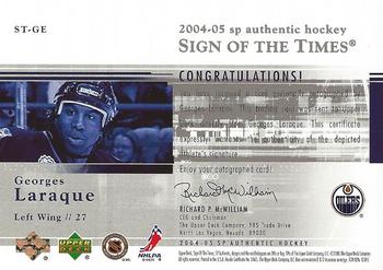 2004-05 SP Authentic - Sign of the Times #ST-GE Georges Laraque Back