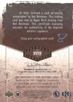 2004-05 UD Legendary Signatures - Autographs #RB Red Berenson Back