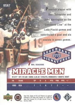 2004-05 UD Legendary Signatures - Miracle Men #USA7 Mark Pavelich Back