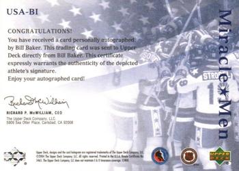 2004-05 UD Legendary Signatures - Miracle Men Autographs #USA-BI Bill Baker Back