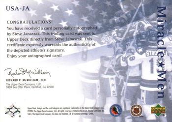 2004-05 UD Legendary Signatures - Miracle Men Autographs #USA-JA Steve Janaszak Back
