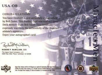 2004-05 UD Legendary Signatures - Miracle Men Autographs #USA-OB Bob Suter Back