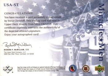 2004-05 UD Legendary Signatures - Miracle Men Autographs #USA-ST Steve Christoff Back