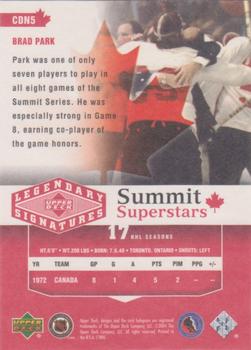 2004-05 UD Legendary Signatures - Summit Superstars #CDN5 Brad Park Back