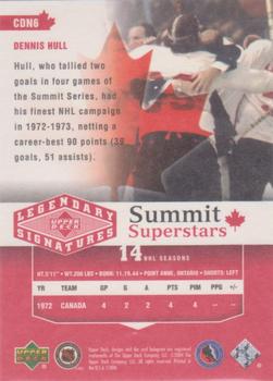 2004-05 UD Legendary Signatures - Summit Superstars #CDN6 Dennis Hull Back